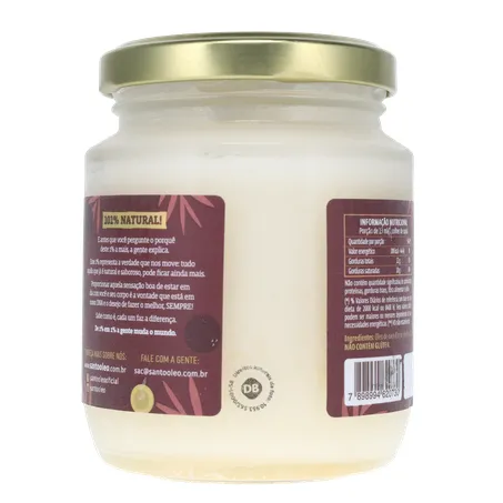 Óleo de Coco Santo Óleo Extra Virgem  Pote de Vidro 200ml 360-17