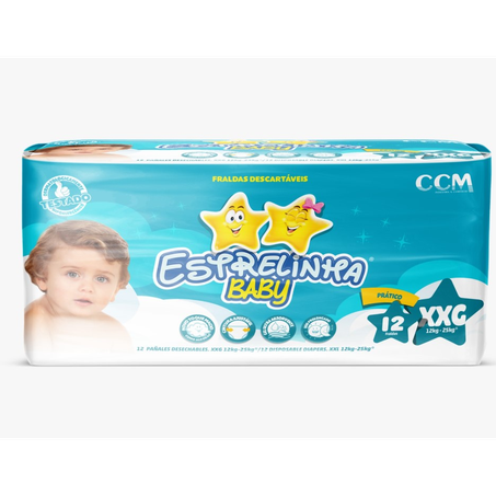 Fralda Prática Estrelinha Baby Xxg 12 Unidades
