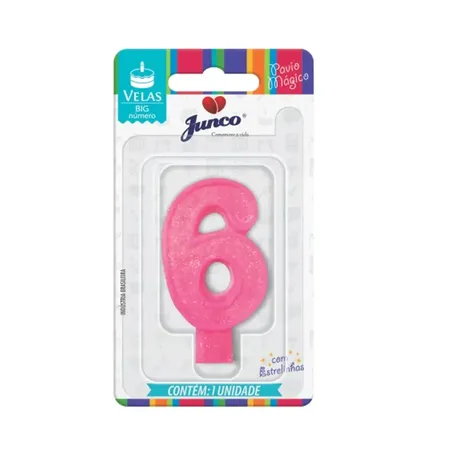 Vela aniv big junco n6 rosa