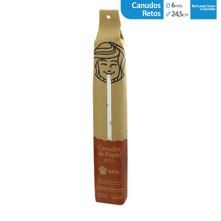 Canudos papel billa 24.5cm pardo c24