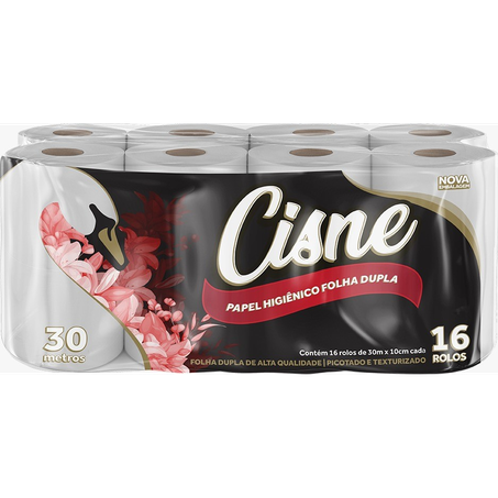 Papel Higiênico Cisne Folha Dupla com 16 Rolos