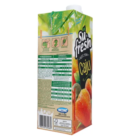 Bebida de Fruta Adoçada Su Fresh Caju Caixa com Tampa 1lt 360-30