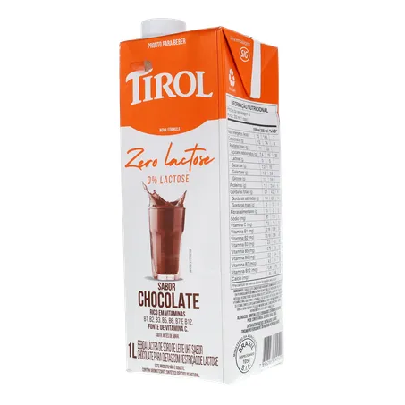Bebida Láctea UHT Tirol Chocolate Zero Lactose Caixa com Tampa 1lt 360-21