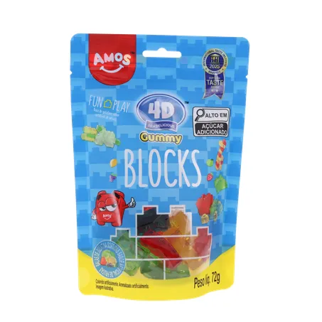 Bala de Gelatina Amos Gummy Blocks Sachê 72gr 360-35