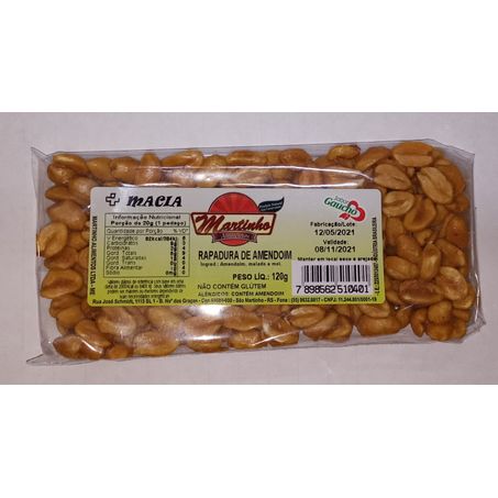 Rapadura martinho amendoim mais mac 120g