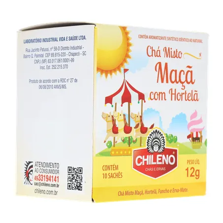 Chá Misto Chileno Maçã com Hortelã Sachê 1.2gr - Caixa com 10un - 12gr 360-14