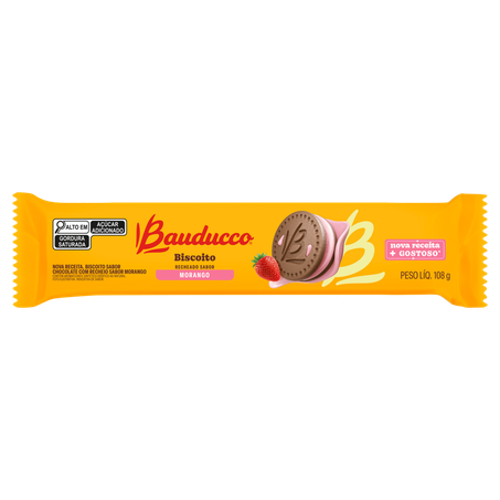 Biscoito bauducco recheado morango 108 gr
