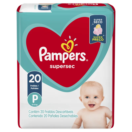 Fralda pampers basica supersec p c/20un