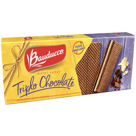Wafer bauducco 140g triplo chocolate