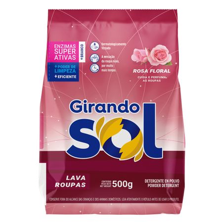 Sabão em pó rosa floral girando sol pacote 500g