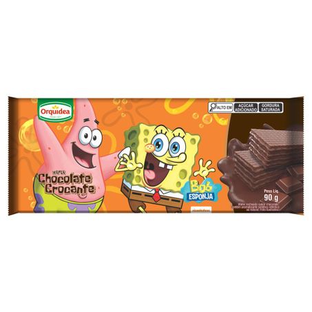 Wafer bob esponja orquidea chocolate crocante 90g