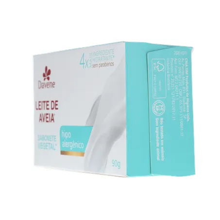 Sabonete Barra Vegetal Davene sem Perfume Leite de Aveia Clássico Caixa 90gr 360-24