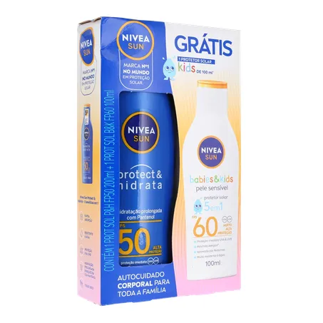 PROTETOR SOLAR NIVEA FPS 50 200ML GRÁTIS KIDS FPS 60 100ML 360-33