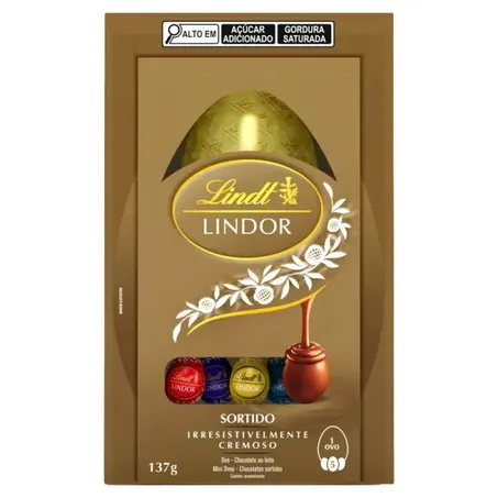 Ovo choc lindt 137g sortido+5 mini ovos