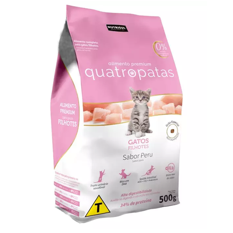 RAÇÃO QUATRO PATAS GATOS FILHOTES PERU 500G 360-1