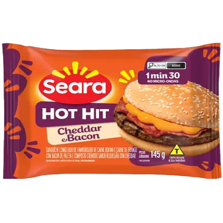 HAMBURGUER HOT HIT SEARA BACON/CHEDDAR 145G