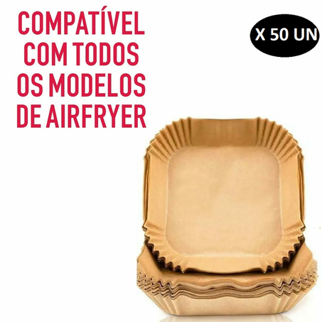 BANDEJA PAPEL P/AIRFRYER QUADRADO 50UN (FORRO PAPE