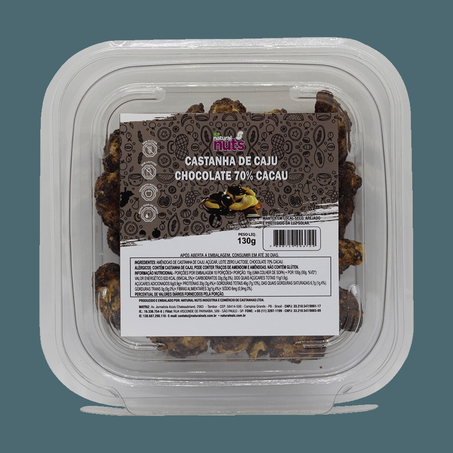 Castanha de Caju Natural Nuts Chocolate 70 Cacau 130G