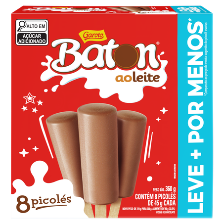 Picolé batom chocolate stick garoto c/8