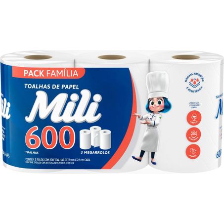 Toalha de Papel Mili Super Rolo 3 Unidades