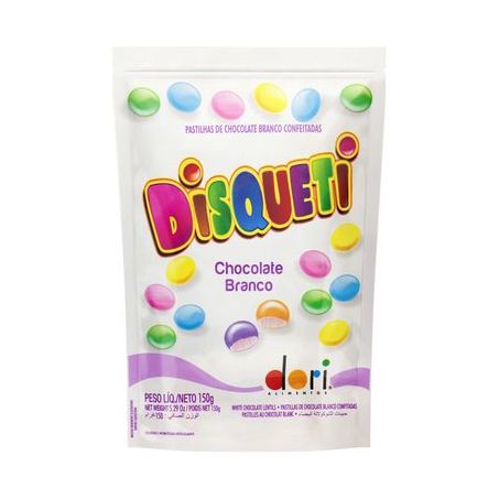 Confeito chocolate branco disquete dori 100g