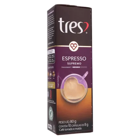 CAFÉ CÁPSULAS TRES ESPRESSO SUPREMO C/10 UN 360-34