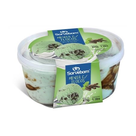 Sorvete sorvebom menta c/flocos 1lt