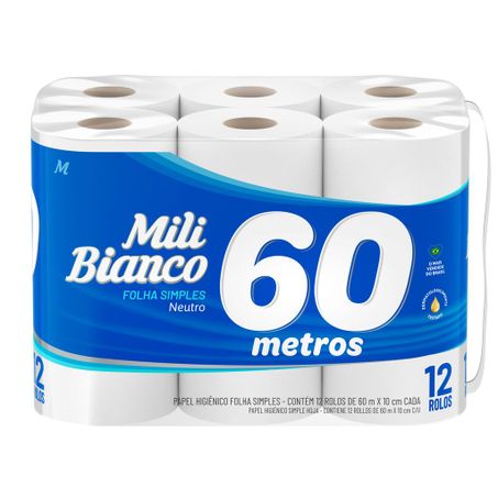 Papel hig mili bianco 60m c/12rl
