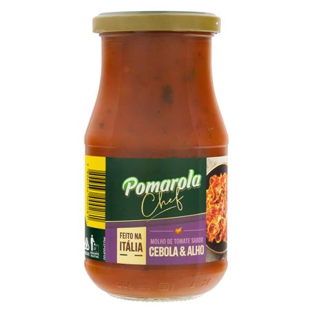 MOLHO DE TOMATE COM CEBOLA E ALHO POMAROLA CHEF VIDRO