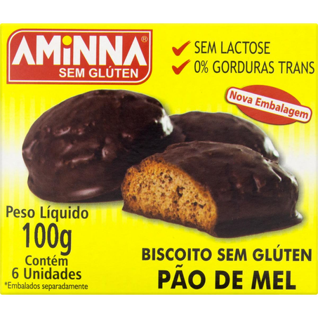 Pão de Mel Aminna 100g - Sem Glúten/ Sem Lactose