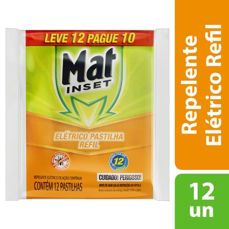 REPELENTE ELÉTRICO PASTILHA MAT INSET COM 12 UNIDADES