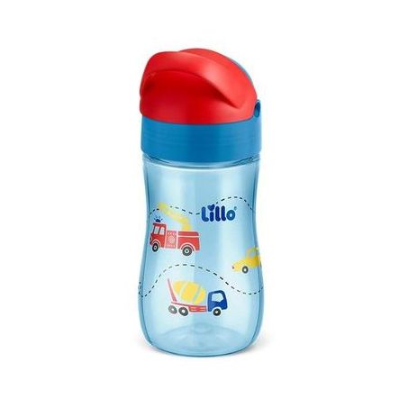 Copo plastico lillo c/canudo azul 300ml