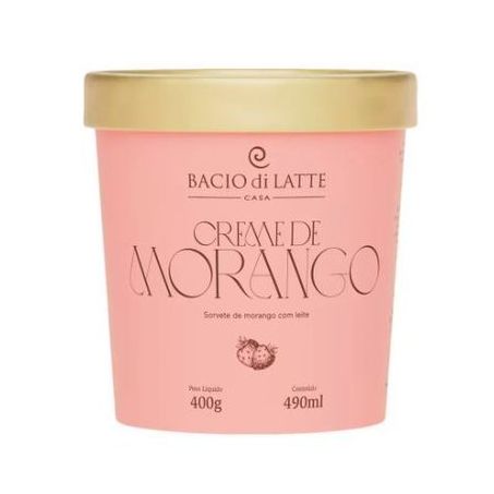 Sorvete Bacio Di Latte Creme de Morango 490ml