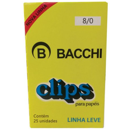 CLIPS N.8/0 GALVANIZADO BACCHI LINHA LEVE CAIXA C/25UN