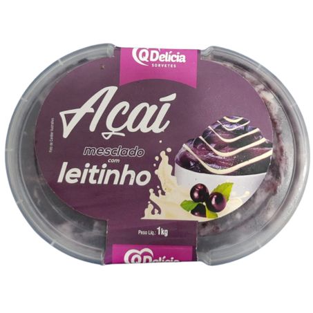 Sorvete qdelicia açaí mesclado com leitinho trufado 1kg