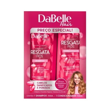 Kit Dabelle shampoo 250ml + condicionador 200ml resgata fios