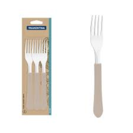Kit com 3 garfos de mesa tramontina leme cinza