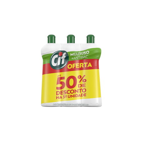 Limpador Multiuso Cif 500Ml com até 50 de Desconto na 3 unidade Multiuso e Antibac
