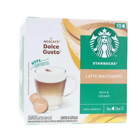 Café com Leite em Cápsula Starbucks Latte Macchiato Nescafé Dolce Gusto Caixa 107,5g 10 Unidades 360-35