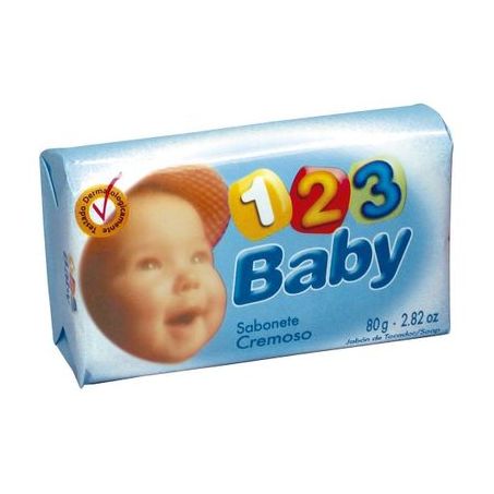 Sabonete em barra cremoso 123 baby azul 80g