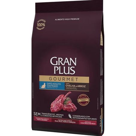 Ração GranPlus Gourmet Gatos Adultos Castrados Ovelha e Arroz 3 kg 360-1