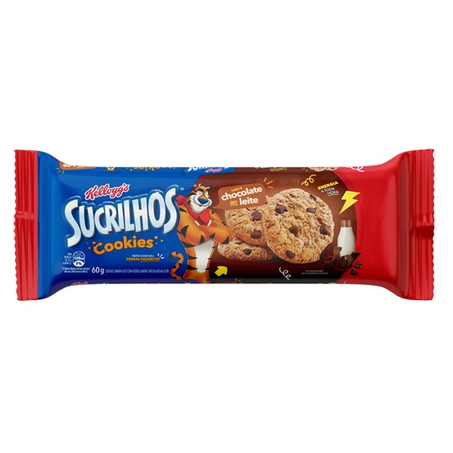 Biscoito Cookie Leite com Gotas Chocolate Ao Leite Kellogg's Sucrilhos Pacote 60G