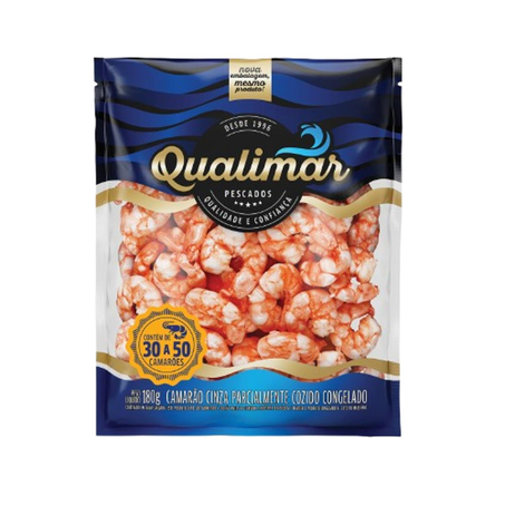 Camarão Qualimar 180g - Sem Casca - Cozido - De 30 a 50 Camarões