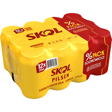 CERVEJA SKOL PILSEN PACK ECONÔMICO C/12UNID DE 350ML