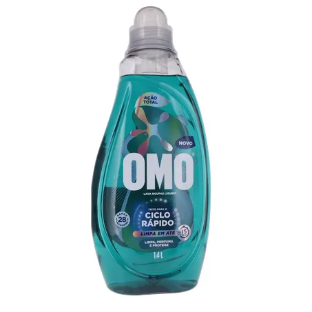 Lava Roupas Líquido Omo Ciclo Rápido Ação Total 1,4l 360-35