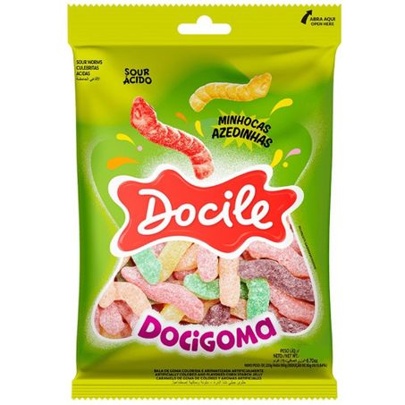 Bala goma docile 90g minhoca azedinha