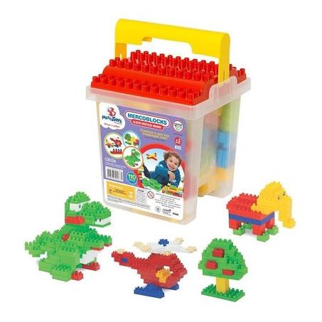 BALDE BLOCOS DE MONTAR MERCOTOYS  110 PEÇA