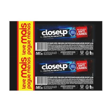 Creme Dental Close Up Anti Cáries 70g Embalagem Leve 3un Pague 2un