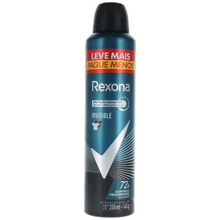 Desodorante Aerossol Rexona 250ml - Invisible - Masculino - Leve Mais, Pague Menos