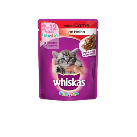 Ração whiskas filhotes carne 85g